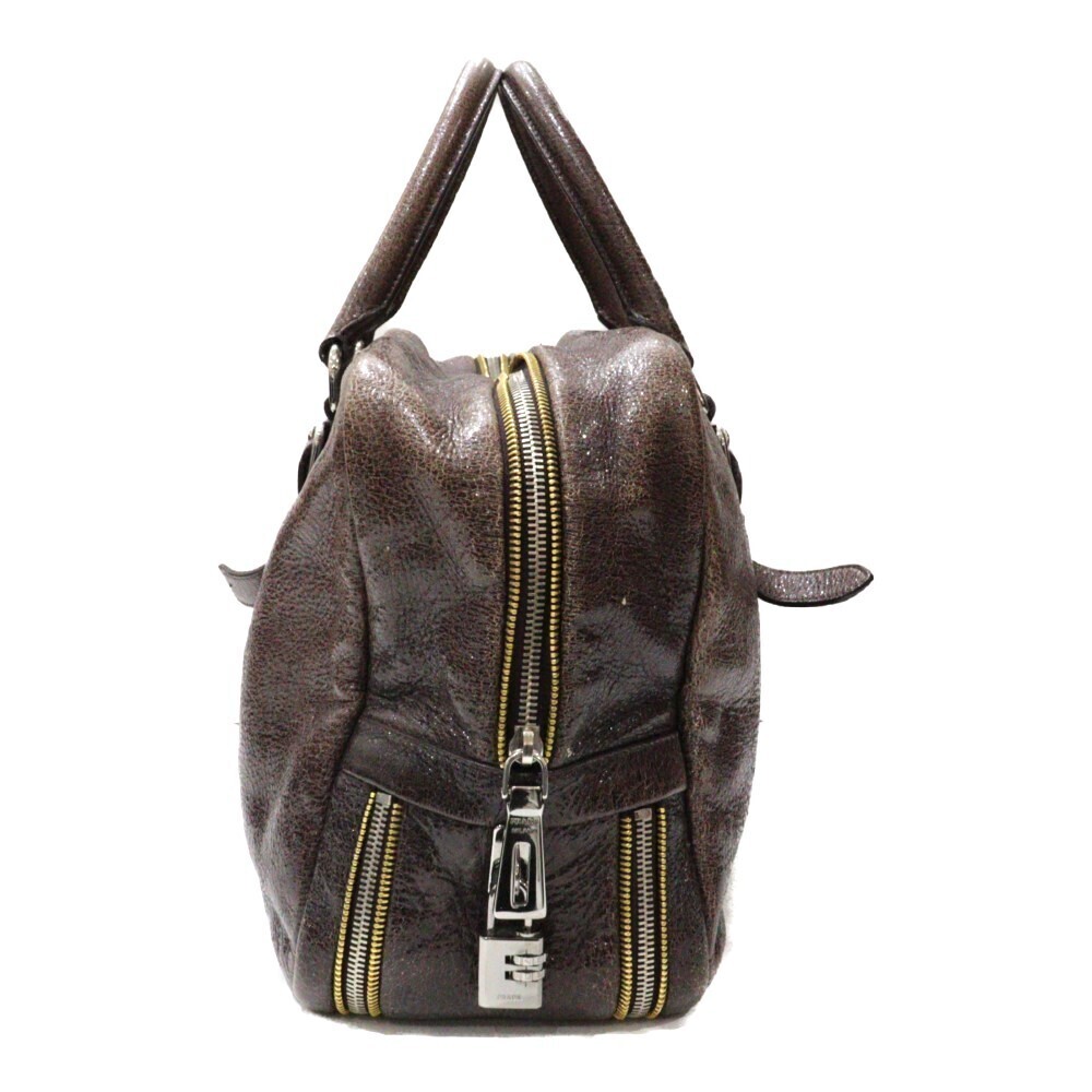 Prada SFU MIRTILLO Leather Bag Glitter Boston - Picture 4 of 7